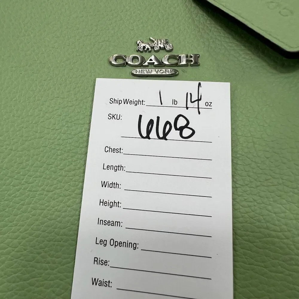 Coach Mollie Two Tone Cross Grain Leather Large Tote Bag in Light Pistachio and